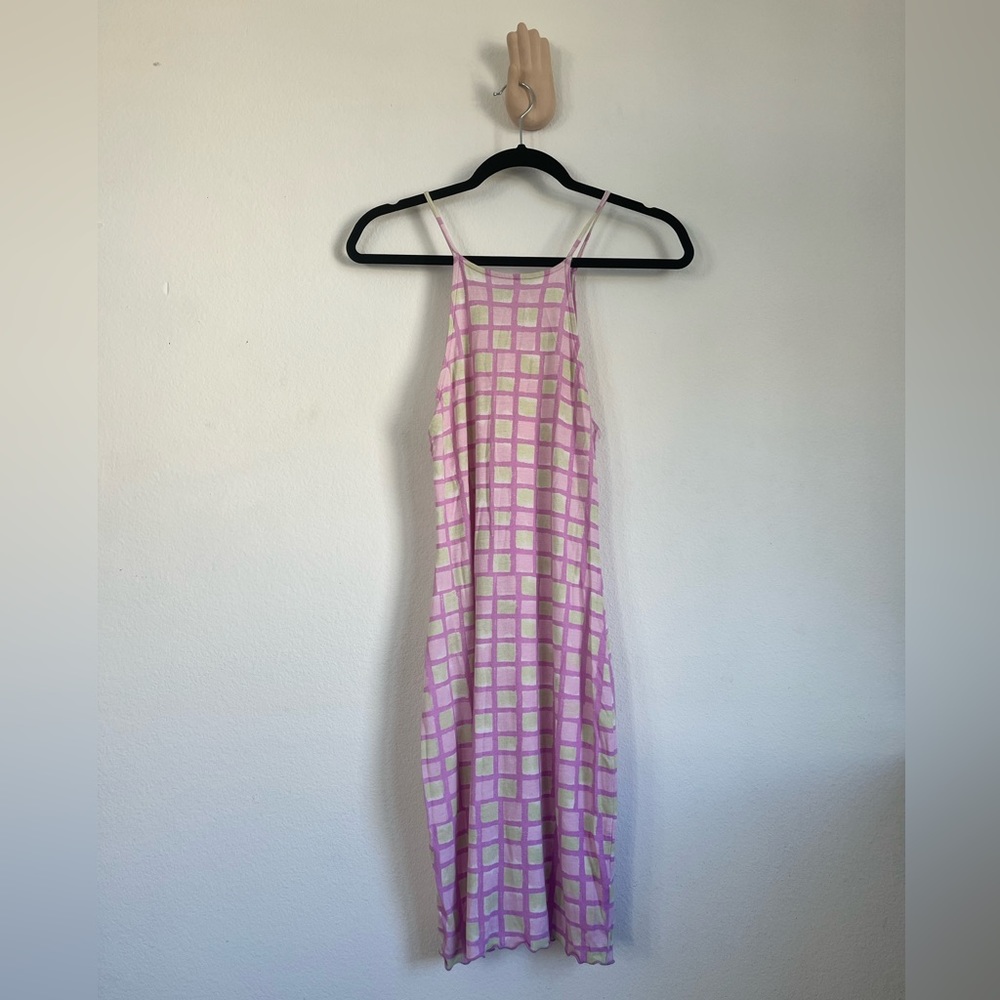 Ute and retro lilac & green groovy bodycon dress